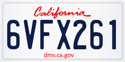 CA license plate 6VFX261