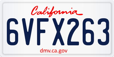 CA license plate 6VFX263