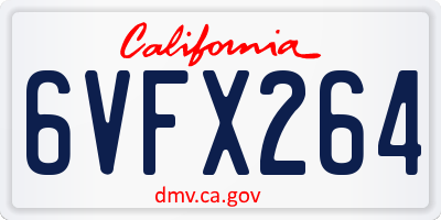 CA license plate 6VFX264