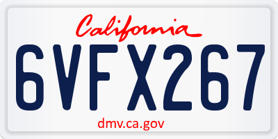 CA license plate 6VFX267