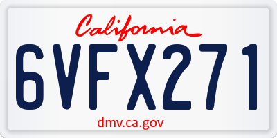 CA license plate 6VFX271