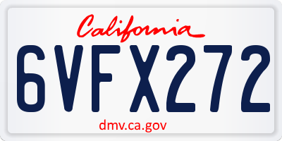 CA license plate 6VFX272