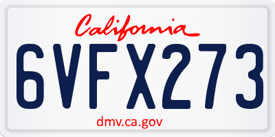 CA license plate 6VFX273