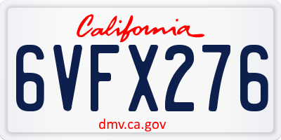 CA license plate 6VFX276
