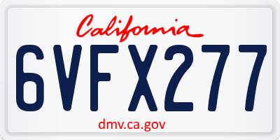 CA license plate 6VFX277