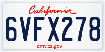 CA license plate 6VFX278