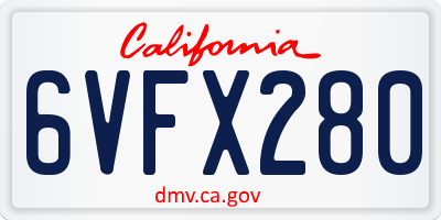 CA license plate 6VFX280