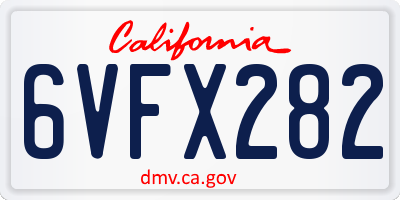 CA license plate 6VFX282