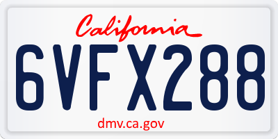 CA license plate 6VFX288