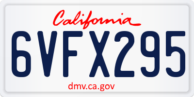 CA license plate 6VFX295