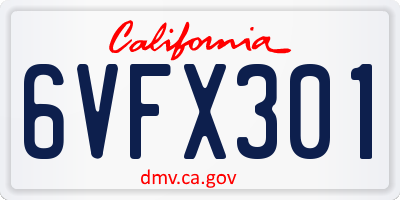 CA license plate 6VFX301