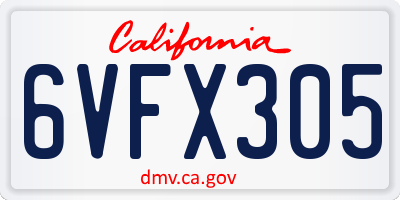 CA license plate 6VFX305
