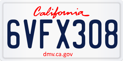 CA license plate 6VFX308