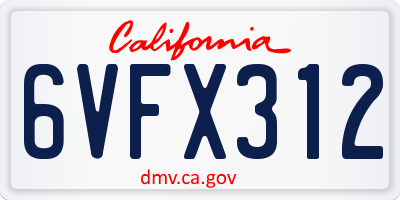 CA license plate 6VFX312