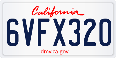 CA license plate 6VFX320