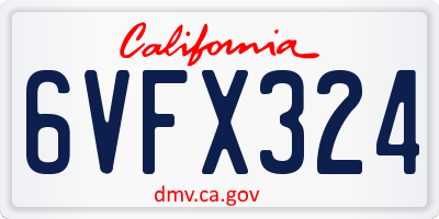 CA license plate 6VFX324