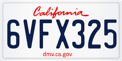 CA license plate 6VFX325