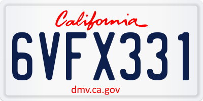 CA license plate 6VFX331