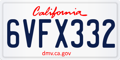 CA license plate 6VFX332