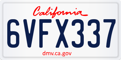 CA license plate 6VFX337