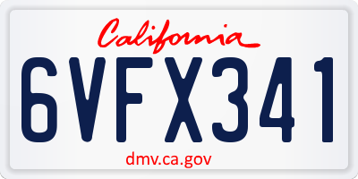 CA license plate 6VFX341