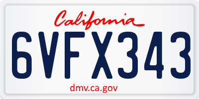 CA license plate 6VFX343