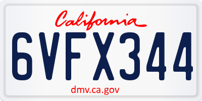 CA license plate 6VFX344