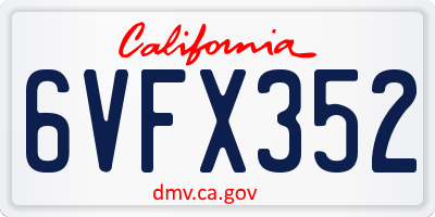 CA license plate 6VFX352