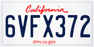 CA license plate 6VFX372