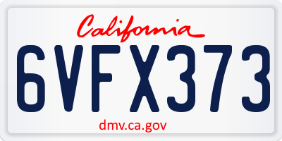 CA license plate 6VFX373
