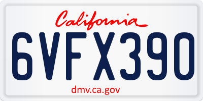 CA license plate 6VFX390