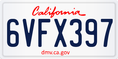 CA license plate 6VFX397