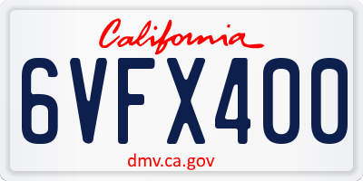 CA license plate 6VFX400