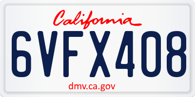 CA license plate 6VFX408