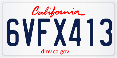CA license plate 6VFX413
