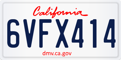 CA license plate 6VFX414