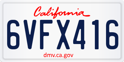 CA license plate 6VFX416