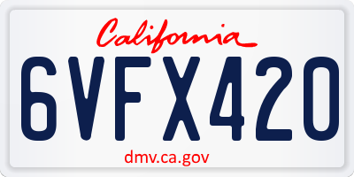 CA license plate 6VFX420