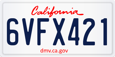 CA license plate 6VFX421