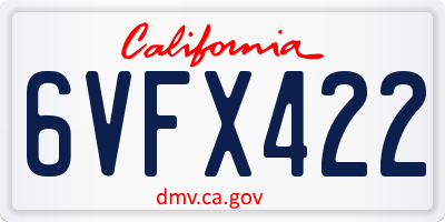CA license plate 6VFX422