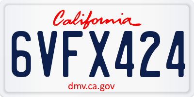 CA license plate 6VFX424