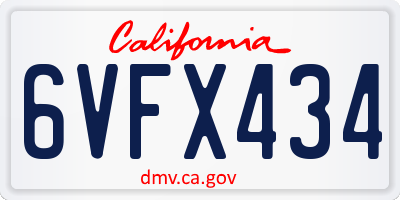 CA license plate 6VFX434