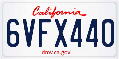 CA license plate 6VFX440