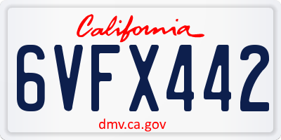 CA license plate 6VFX442