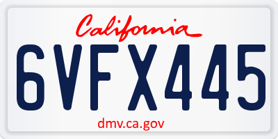 CA license plate 6VFX445