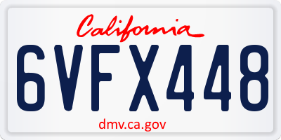 CA license plate 6VFX448