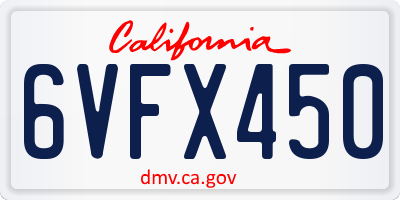 CA license plate 6VFX450