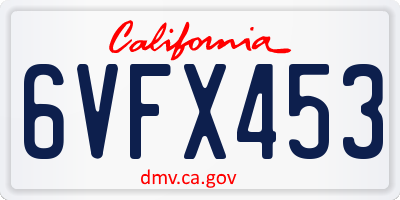 CA license plate 6VFX453