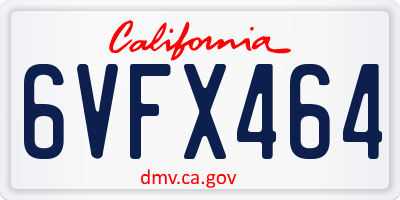 CA license plate 6VFX464