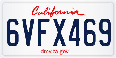 CA license plate 6VFX469